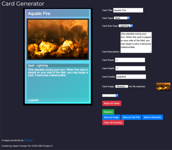 Trading Card Game Card Generator Example